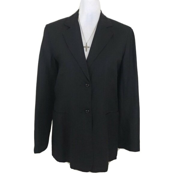 ADOLFO STUDIO ~Woman Size 8~ Black Blazer Long Sleeve Linen Blend Jacket. - Picture 10 of 12
